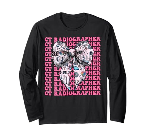 Katzenradiologe CT Tech Radiology Road Tech Mädchen-Kroketten-Bogen Langarmshirt von Womens Coquette Bow Ct Radiographer CT Tech Gifts