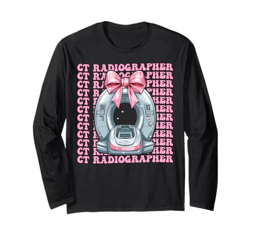 Katzenradiologe CT Tech Radiology Road Tech Mädchen-Kroketten-Bogen Langarmshirt von Womens Coquette Bow Ct Radiographer CT Tech Gifts