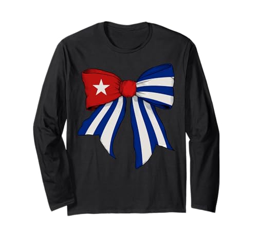 Kuba Kubanischer Stolz Flagge Mädchen Kokette Schleife Band Langarmshirt Kuba Kubanischer Stolz Flagge Mädchen Kokette Schleife Band Langarmshirt von Womens Coquette Bow Cuba Heritage Flag Gifts