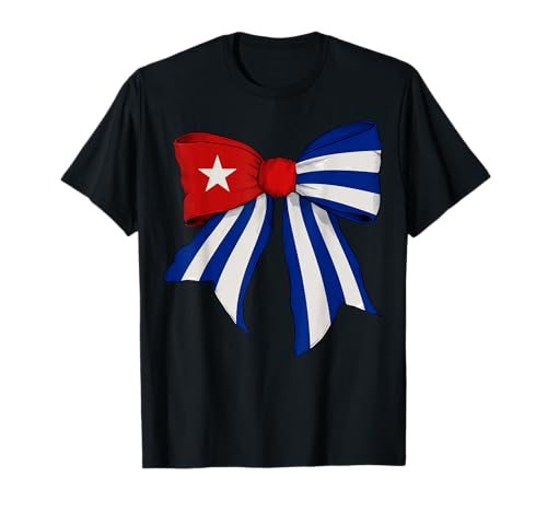 Kuba Kubanischer Stolz Flagge Mädchen Kokette Schleife Band T-Shirt von Womens Coquette Bow Cuba Heritage Flag Gifts