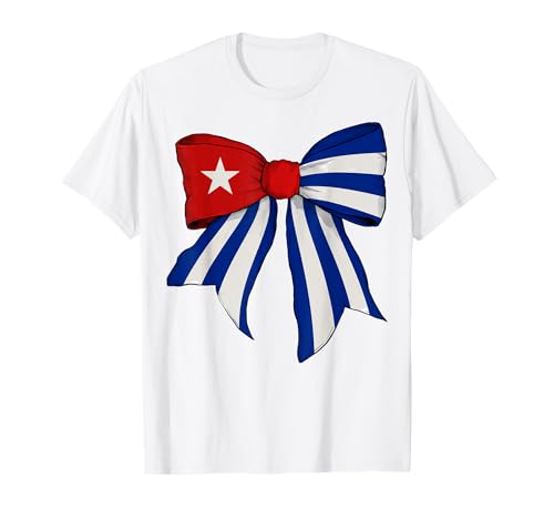 Kuba Kubanischer Stolz Flagge Mädchen Kokette Schleife Band T-Shirt von Womens Coquette Bow Cuba Heritage Flag Gifts