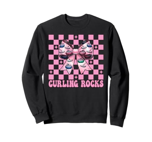 Curling Rocks Stone Player Kokettenbogen für Mädchen, Mama Sweatshirt von Womens Coquette Bow Curling Stone Player Gifts
