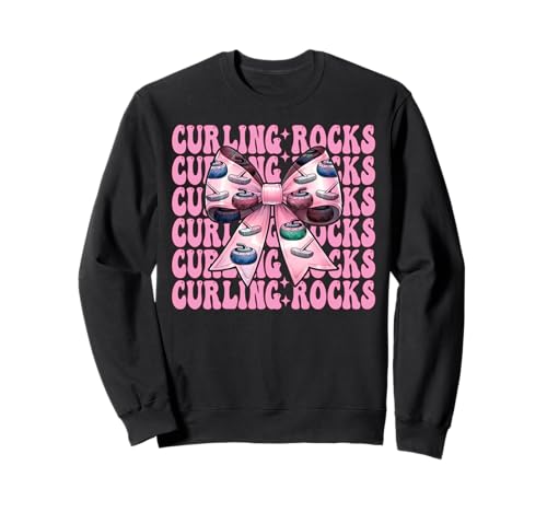 Curling Rocks Stone Player Kokettenbogen für Mädchen, Mama Sweatshirt von Womens Coquette Bow Curling Stone Player Gifts
