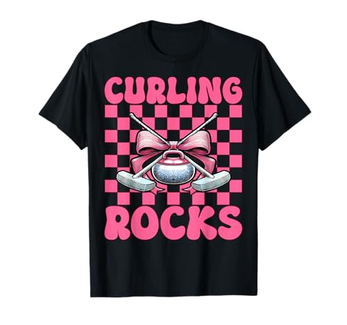 Curling Rocks Stone Player Kokettenbogen für Mädchen, Mama T-Shirt von Womens Coquette Bow Curling Stone Player Gifts