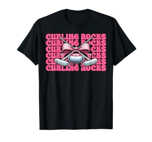 Curling Rocks Stone Player Kokettenbogen für Mädchen, Mama T-Shirt von Womens Coquette Bow Curling Stone Player Gifts