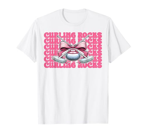 Curling Rocks Stone Player Kokettenbogen für Mädchen, Mama T-Shirt von Womens Coquette Bow Curling Stone Player Gifts