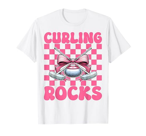 Curling Rocks Stone Player Kokettenbogen für Mädchen, Mama T-Shirt von Womens Coquette Bow Curling Stone Player Gifts