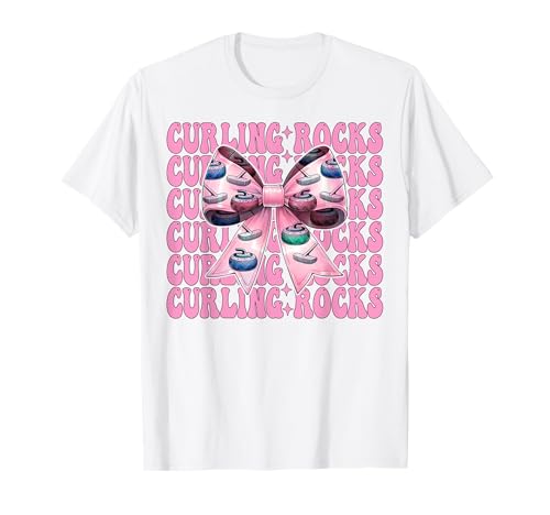 Curling Rocks Stone Player Kokettenbogen für Mädchen, Mama T-Shirt von Womens Coquette Bow Curling Stone Player Gifts