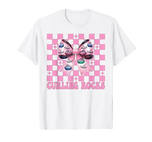 Curling Rocks Stone Player Kokettenbogen für Mädchen, Mama T-Shirt von Womens Coquette Bow Curling Stone Player Gifts