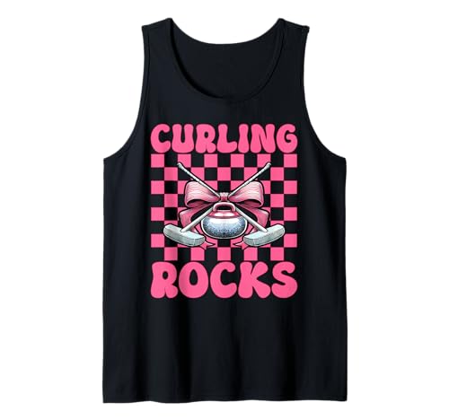 Curling Rocks Stone Player Kokettenbogen für Mädchen, Mama Tank Top von Womens Coquette Bow Curling Stone Player Gifts