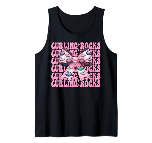 Curling Rocks Stone Player Kokettenbogen für Mädchen, Mama Tank Top von Womens Coquette Bow Curling Stone Player Gifts