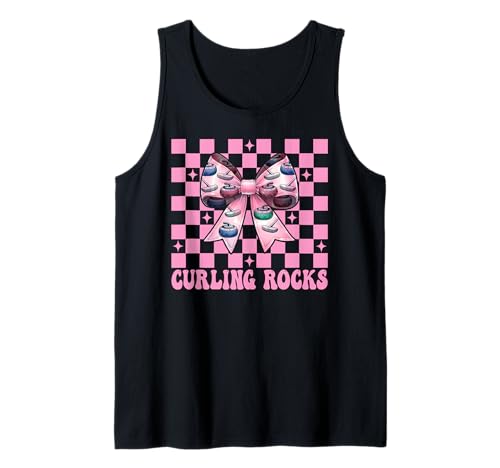 Curling Rocks Stone Player Kokettenbogen für Mädchen, Mama Tank Top von Womens Coquette Bow Curling Stone Player Gifts