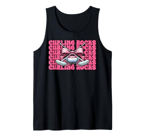 Curling Rocks Stone Player Kokettenbogen für Mädchen, Mama Tank Top von Womens Coquette Bow Curling Stone Player Gifts