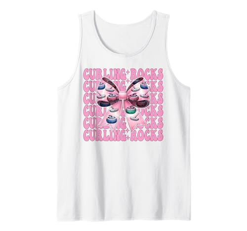Curling Rocks Stone Player Kokettenbogen für Mädchen, Mama Tank Top von Womens Coquette Bow Curling Stone Player Gifts