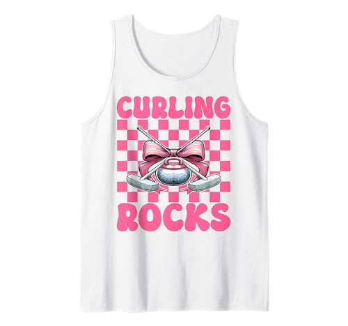 Curling Rocks Stone Player Kokettenbogen für Mädchen, Mama Tank Top von Womens Coquette Bow Curling Stone Player Gifts