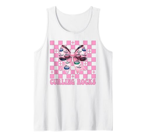 Curling Rocks Stone Player Kokettenbogen für Mädchen, Mama Tank Top von Womens Coquette Bow Curling Stone Player Gifts