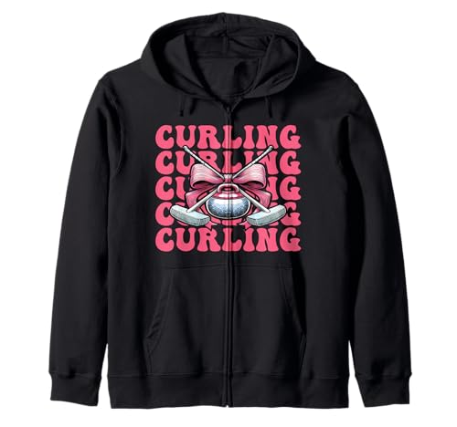 Curling Stone Player Kokettenbogen für Mädchen, Mama Kapuzenjacke von Womens Coquette Bow Curling Stone Player Gifts