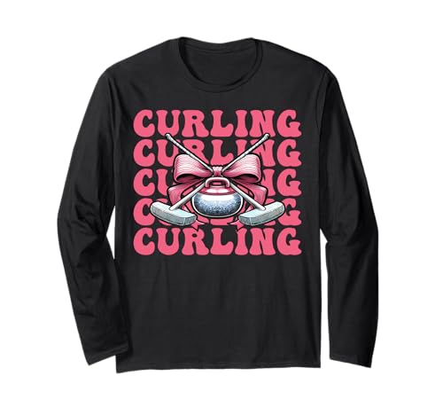 Curling Stone Player Kokettenbogen für Mädchen, Mama Langarmshirt von Womens Coquette Bow Curling Stone Player Gifts