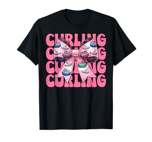 Curling Stone Player Kokettenbogen für Mädchen, Mama T-Shirt von Womens Coquette Bow Curling Stone Player Gifts