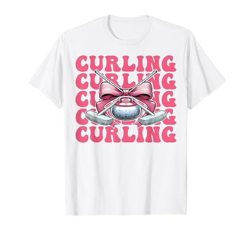Curling Stone Player Kokettenbogen für Mädchen, Mama T-Shirt von Womens Coquette Bow Curling Stone Player Gifts