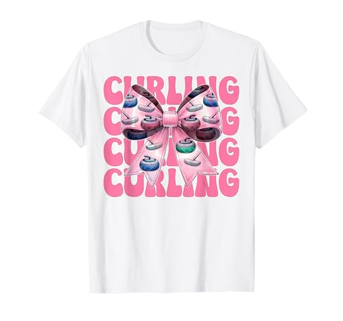 Curling Stone Player Kokettenbogen für Mädchen, Mama T-Shirt von Womens Coquette Bow Curling Stone Player Gifts