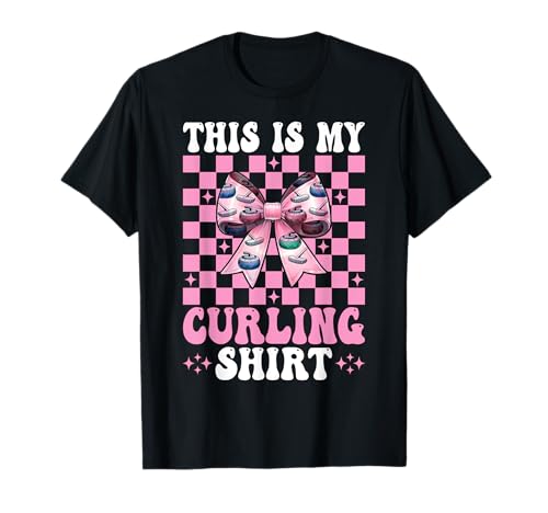 Das ist Mein Curlingshirt Stone Player Girl Mama Coquette Bow T-Shirt von Womens Coquette Bow Curling Stone Player Gifts