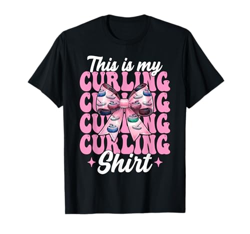 Das ist Mein Curlingshirt Stone Player Girl Mama Coquette Bow T-Shirt von Womens Coquette Bow Curling Stone Player Gifts
