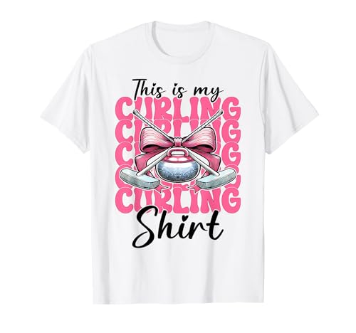 Das ist Mein Curlingshirt Stone Player Girl Mama Coquette Bow T-Shirt von Womens Coquette Bow Curling Stone Player Gifts