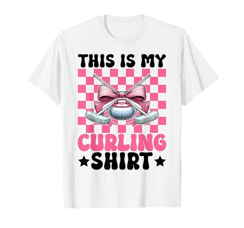 Das ist Mein Curlingshirt Stone Player Girl Mama Coquette Bow T-Shirt von Womens Coquette Bow Curling Stone Player Gifts