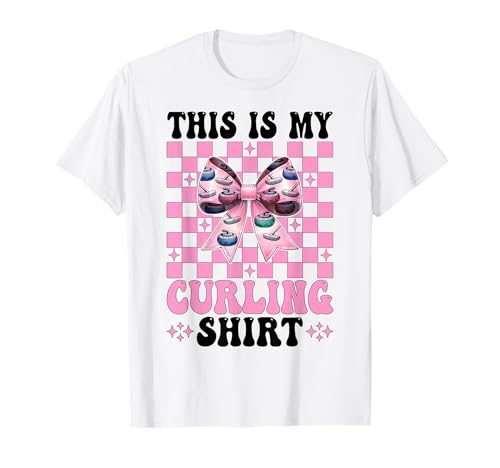 Das ist Mein Curlingshirt Stone Player Girl Mama Coquette Bow T-Shirt von Womens Coquette Bow Curling Stone Player Gifts
