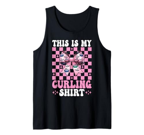 Das ist Mein Curlingshirt Stone Player Girl Mama Coquette Bow Tank Top von Womens Coquette Bow Curling Stone Player Gifts