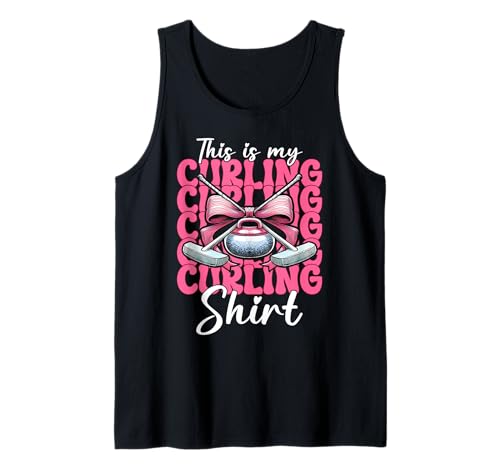 Das ist Mein Curlingshirt Stone Player Girl Mama Coquette Bow Tank Top von Womens Coquette Bow Curling Stone Player Gifts