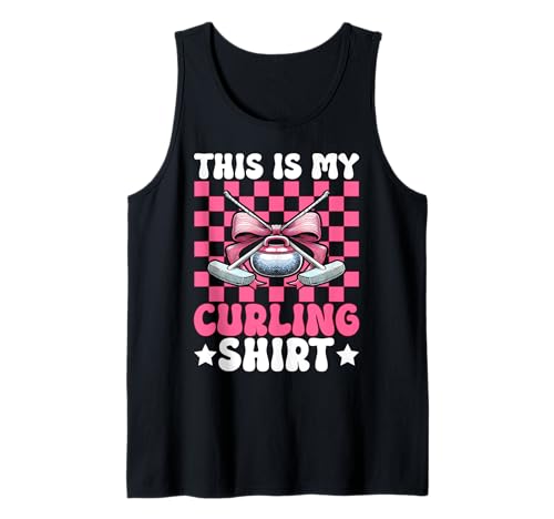 Das ist Mein Curlingshirt Stone Player Girl Mama Coquette Bow Tank Top von Womens Coquette Bow Curling Stone Player Gifts