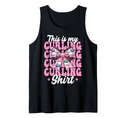 Das ist Mein Curlingshirt Stone Player Girl Mama Coquette Bow Tank Top von Womens Coquette Bow Curling Stone Player Gifts