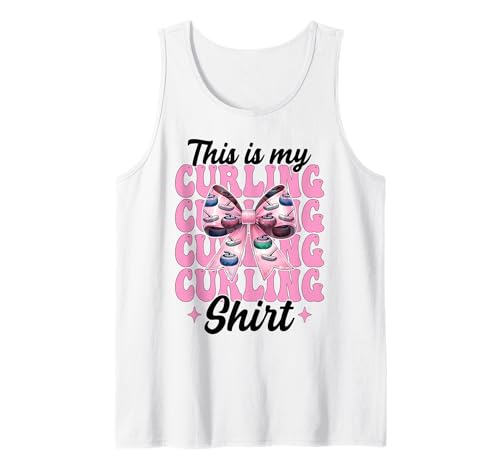 Das ist Mein Curlingshirt Stone Player Girl Mama Coquette Bow Tank Top von Womens Coquette Bow Curling Stone Player Gifts