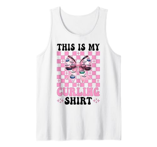 Das ist Mein Curlingshirt Stone Player Girl Mama Coquette Bow Tank Top von Womens Coquette Bow Curling Stone Player Gifts