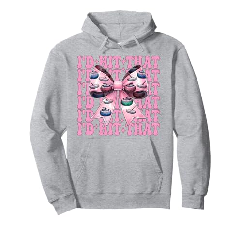 I'd Hit That Curling Stone Player Girl Mama Coquette Bow Pullover Hoodie von Womens Coquette Bow Curling Stone Player Gifts