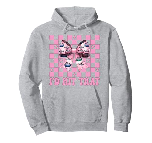 I'd Hit That Curling Stone Player Girl Mama Coquette Bow Pullover Hoodie von Womens Coquette Bow Curling Stone Player Gifts
