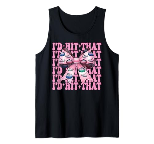 I'd Hit That Curling Stone Player Girl Mama Coquette Bow Tank Top von Womens Coquette Bow Curling Stone Player Gifts