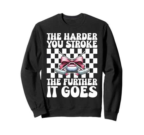 Je härter du streichelst, desto weiter geht es Curling Stone Girl Sweatshirt von Womens Coquette Bow Curling Stone Player Gifts