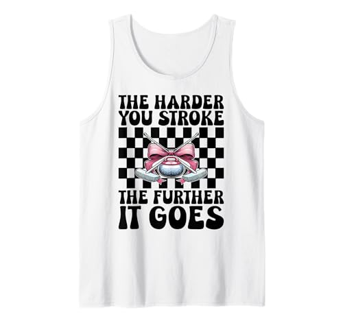 Je härter du streichelst, desto weiter geht es Curling Stone Girl Tank Top von Womens Coquette Bow Curling Stone Player Gifts