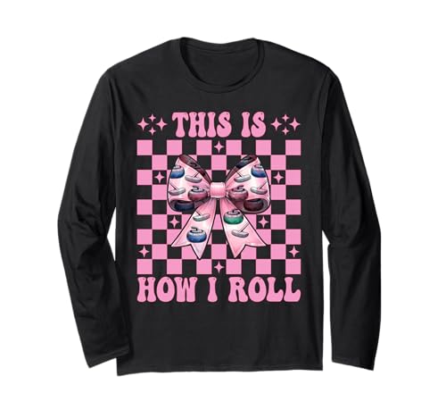 So rollt Man Curling Stone, Spielerin, Mama, Kokette Langarmshirt von Womens Coquette Bow Curling Stone Player Gifts