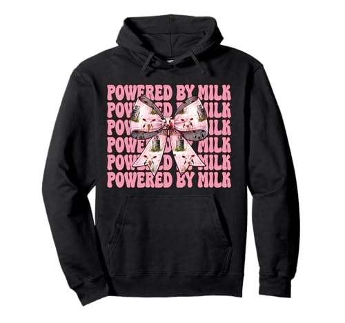 Angetrieben von Milk Dairy Farmer Cow Dairy Farming Girl Mom Pullover Hoodie von Womens Coquette Bow Dairy Farmer Cow Farming Gifts