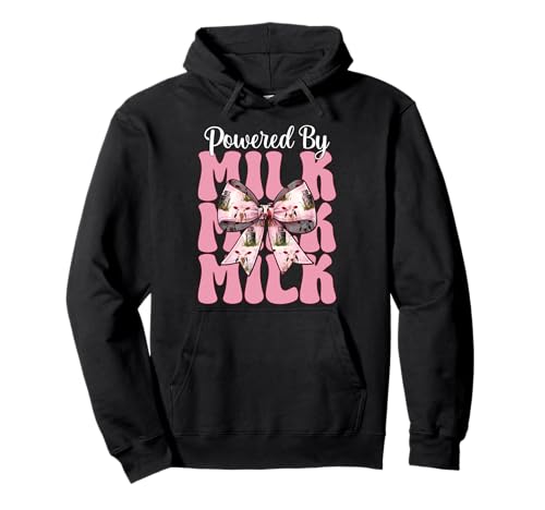 Angetrieben von Milk Dairy Farmer Cow Dairy Farming Girl Mom Pullover Hoodie von Womens Coquette Bow Dairy Farmer Cow Farming Gifts