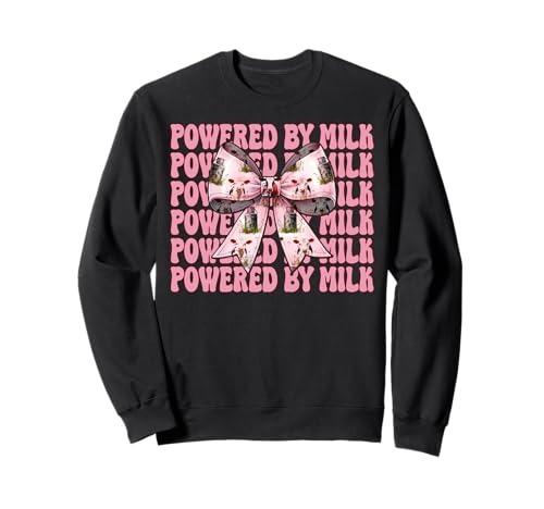 Angetrieben von Milk Dairy Farmer Cow Dairy Farming Girl Mom Sweatshirt von Womens Coquette Bow Dairy Farmer Cow Farming Gifts