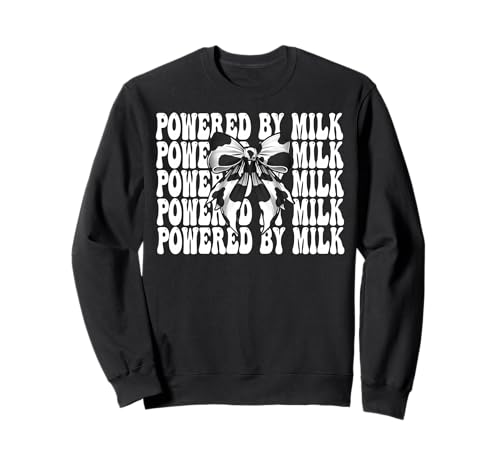 Angetrieben von Milk Dairy Farmer Cow Dairy Farming Girl Mom Sweatshirt von Womens Coquette Bow Dairy Farmer Cow Farming Gifts