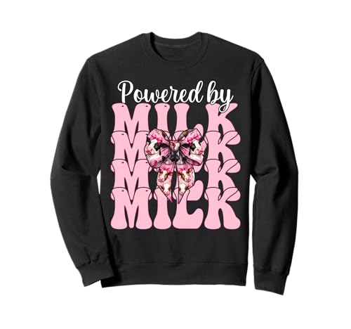 Angetrieben von Milk Dairy Farmer Cow Dairy Farming Girl Mom Sweatshirt von Womens Coquette Bow Dairy Farmer Cow Farming Gifts