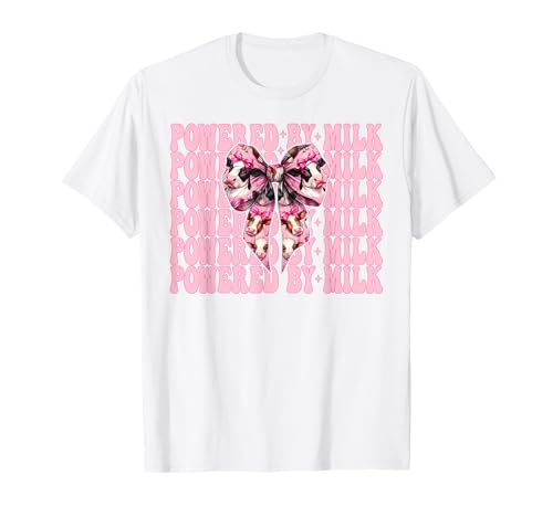Angetrieben von Milk Dairy Farmer Cow Dairy Farming Girl Mom T-Shirt von Womens Coquette Bow Dairy Farmer Cow Farming Gifts