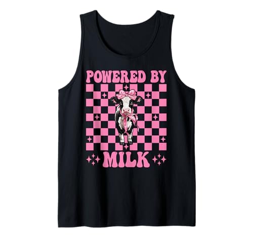 Angetrieben von Milk Dairy Farmer Cow Dairy Farming Girl Mom Tank Top von Womens Coquette Bow Dairy Farmer Cow Farming Gifts
