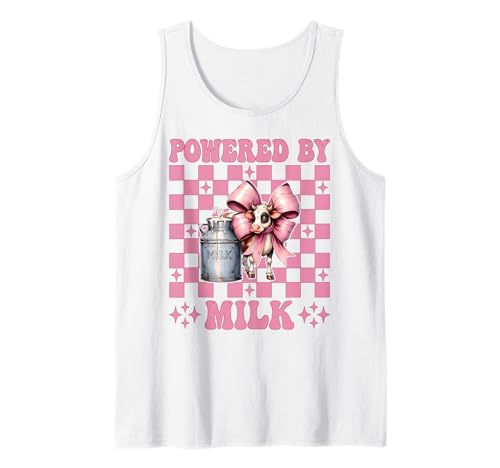 Angetrieben von Milk Dairy Farmer Cow Dairy Farming Girl Mom Tank Top von Womens Coquette Bow Dairy Farmer Cow Farming Gifts